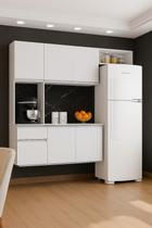 Armário de Cozinha Suspensa 180cm Branco Completo com Balcão e 5 Portas Poquema