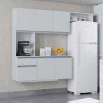 Armário de Cozinha Suspensa Branco Completo com Balcão e 5 Portas Poquema Armário de Cozinha Suspensa Branco Completo com Balcão e 5 Portas Poquema
