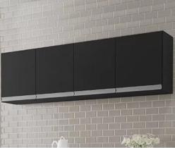 Armário de Cozinha Suspenso 160cm Andréia 4 Portas Preto Ajl Armário de Cozinha Suspenso 160cm Andréia 4 Portas Preto Ajl