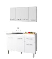 Armário de Cozinha Suspenso Mara Com Balcão De Pia Anita 120m Sem Tampo - Branco Móblis Armário de Cozinha Suspenso Mara Com Balcão De Pia Anita 120m Sem Tampo - Branco Móblis