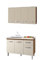 Armário de Cozinha Suspenso Mara Com Balcão De Pia Anita 120m Sem Tampo - Savana/Off White Móblis