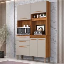 Armário de Cozinha Terra 5 Portas 2 Gavetas Cinamomo/Off White - Pnr Móveis