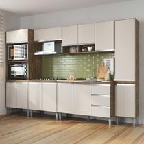 Armário de Cozinha Thalia 13 Portas 3 Gavetas Itauba/Off White - Pnr Móveis