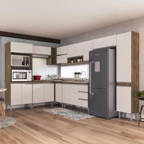 Armário de Cozinha Thalia 17 Portas 3 Gavetas Itauba/Off White - Pnr Móveis Armário de Cozinha Thalia 17 Portas 3 Gavetas Itauba/Off White - Pnr Móveis