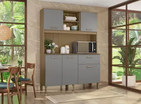 Armário de Cozinha Topázio 136cm Compacto Com Balcão Multiuso