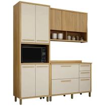 Armário de Cozinha Torino 3 Peças 10 Portas 2 Gavetas Valdemóveis Cor Cinamomo Off White Armário de Cozinha Torino 3 Peças 10 Portas 2 Gavetas Valdemóveis Cor Cinamomo Off White