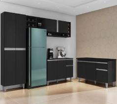 Armário De Cozinha Vanessa Com Balcão 120mt Tatiane Com Tampo Mdp Preto AJL Armário De Cozinha Vanessa Com Balcão 120mt Tatiane Com Tampo Mdp Preto AJL