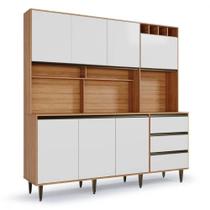 Armário De Cozinha Versatti 7 Portas 3 Gavetas Batrol Freijo Com Off White