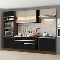 Armário de Cozinha Vicenza com Balcão Rustic Preto Rustic Armário de Cozinha Vicenza com Balcão Rustic Preto Rustic