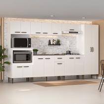 Armário de Cozinha Zella com Balcao para Pia e Cooktop 15 Portas 1 Gaveta Branco - Pnr Móveis