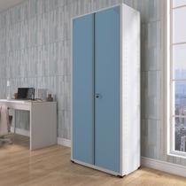 Armário de Escritório 2 Portas com Chave e Prateleiras Reguláveis Aço Cinza/Azul Dali Armário de Escritório 2 Portas com Chave e Prateleiras Reguláveis Aço Cinza/Azul Dali