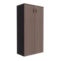 Armário de Escritório Alto com 2 Portas Chave de Fechadura e 3 Prateleiras Multiuso Studio Metalwood Preto/Nogueira Armário de Escritório Alto com 2 Portas Chave de Fechadura e 3 Prateleiras Multiuso Studio Metalwood Preto/Nogueira