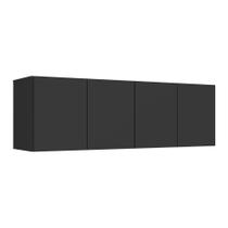 Armário De Lavanderia Aéreo Multiuso 4 Portas Preto Armário De Lavanderia Aéreo Multiuso 4 Portas Preto