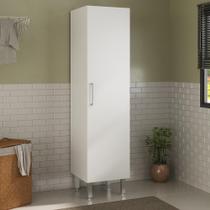 Armário de Lavanderia Multiuso 1 Porta 3 Prateleiras MDP 45CM Branco CR30054 Armário de Lavanderia Multiuso 1 Porta 3 Prateleiras MDP 45CM Branco CR30054