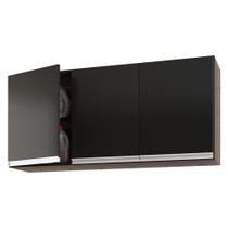 Armário de Parede Área de Serviço e Lavanderia 120cm com 03 Portas 100% MDF Preto - Abmaza