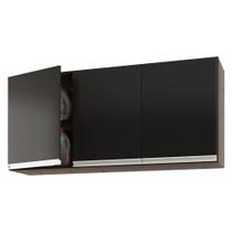 Armário de Parede Área de Serviço e Lavanderia 120cm com 03 Portas 100% MDF Preto - Desk Design