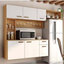 Armário de Parede com Balcão Cozinha Compacta Suspensa Manu Poliman Moveis