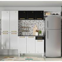 Armario de Parede em Aço Com Balcão Cozinha de Aço Compacta Telasul Diamante Smart 4Pçs Branco Preto Armario de Parede em Aço Com Balcão Cozinha de Aço Compacta Telasul Diamante Smart 4Pçs Branco Preto