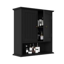 Armário de parede Smuxee Black Small 2 portas Medicine Over Toilet Armário de parede Smuxee Black Small 2 portas Medicine Over Toilet
