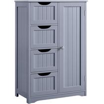 Armário de piso Yaheetech Bathroom Storage com 4 gavetas cinza Armário de piso Yaheetech Bathroom Storage com 4 gavetas cinza