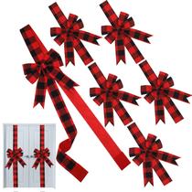 Armário de porta de Natal Bows MCEAST Red Buffalo Plaid x6