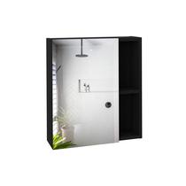 Armário de remédios Tuhome Labelle com espelho, 5 prateleiras, preto Armário de remédios Tuhome Labelle com espelho, 5 prateleiras, preto