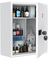 Armário de remédios Uniclife Wall Mount com fechadura em aço branco