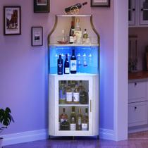 Armário de vinhos GarveeHome Corner Bar com luzes LED douradas de 5 camadas Armário de vinhos GarveeHome Corner Bar com luzes LED douradas de 5 camadas