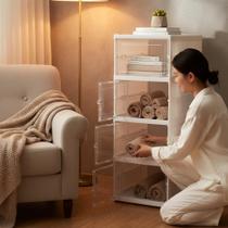 Armário Dobrável Multiuso Branco 4 Prateleiras PVC Resistência Suporte Móvel Fácil Montagem Armário Dobrável Multiuso Branco 4 Prateleiras PVC Resistência Suporte Móvel Fácil Montagem