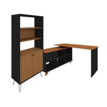 Armário e Mesa para Escritório Geleen Freijó Preto Armário e Mesa para Escritório Geleen Freijó Preto