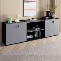 Armário Escritório 2,40m 4 Portas Tampo Embutido e Nicho F5