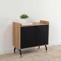 Armário Escritório com 2 Portas 80cm Pés em Metal e Madeira