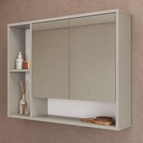 Armário Espelheira de Banheiro 80 Bari com 2 Portas e Nichos Arenas