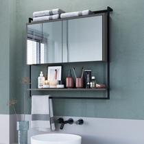 Armário Espelheira de Banheiro 80cm com 1 Prateleira Externa e Toalheiro Estilo Industrial P1043 Placa e Ponto Grafite Armário Espelheira de Banheiro 80cm com 1 Prateleira Externa e Toalheiro Estilo Industrial P1043 Placa e Ponto Grafite