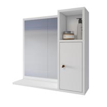 Armário Espelheira de Banheiro Aéreo com Porta e Prateleira Suspenso Luxo Beauty