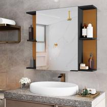 Armário Espelheira Para Banheiro 1 Porta Nilo Preto Com Nature - Rede Móveis