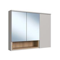 Armário Espelheira para Banheiro 3 Portas 1 Nicho Mel/Arenas Cecília ES9220 - Faema Móveis