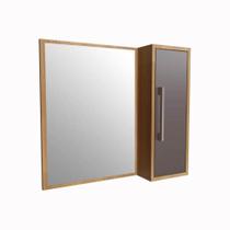 Armário Espelheira Para Banheiro Alice Mel Grafite 1 Porta e 2 Prateleiras