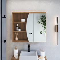 Armário Espelheira para Banheiro com 1 Porta 3 Nichos e Espelho Mel 70cm Laura Armário Espelheira para Banheiro com 1 Porta 3 Nichos e Espelho Mel 70cm Laura