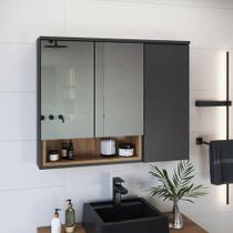 Armário Espelheira Para Banheiro Com 3 Portas e 1 Nicho 80cm - Casa Lar B