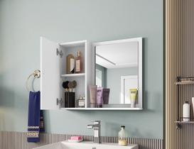 Armário Espelheira para Banheiro com Porta Genova - Branco Armário Espelheira para Banheiro com Porta Genova - Branco