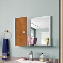 Armário Espelheira Para Banheiro Gênova Bechara 1 Porta Branco E Nero