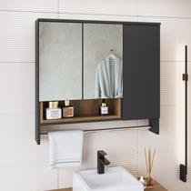 Armário Espelheira para Banheiro Olívia com 3 Portas, Um Nicho e Toalheiro Armário Espelheira para Banheiro Olívia com 3 Portas, Um Nicho e Toalheiro