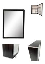 Armário Espelho Para Banheiro Alumínio Parede Sobrepor Preto