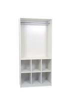 Armário Estante Colmeia Com 6 Nichos Com 01 Cabideiro Para Loja Closet Roupas Organizador Branco Cód.100