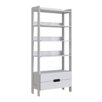 Armário Estante Multiuso 4 Prateleiras e 2 Gavetas Elvis - Branco Armário Estante Multiuso 4 Prateleiras e 2 Gavetas Elvis - Branco