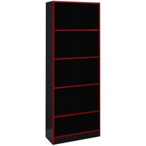 Armario Estante Multiuso 5 Prateleira ME4141 Preto Vermelho Tecno Mobili