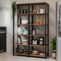 Armário Estante Multiuso Organizador 10 Prateleiras 118cm Rustic/Preto Madesa Armário Estante Multiuso Organizador 10 Prateleiras 118cm Rustic/Preto Madesa