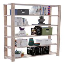 Armario Expositor Multiuso 6 Prateleiras Madeira Pinus P/ Livros Promo