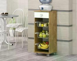 Armário Fruteira Talita 1 Gaveta e 3 Cestos Castanho/Branco